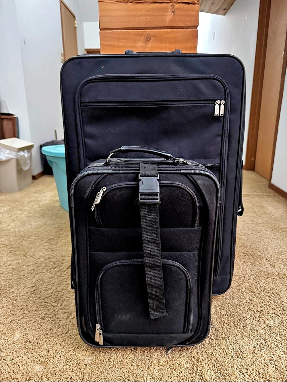 Two Black Rolling Travel Suitcase